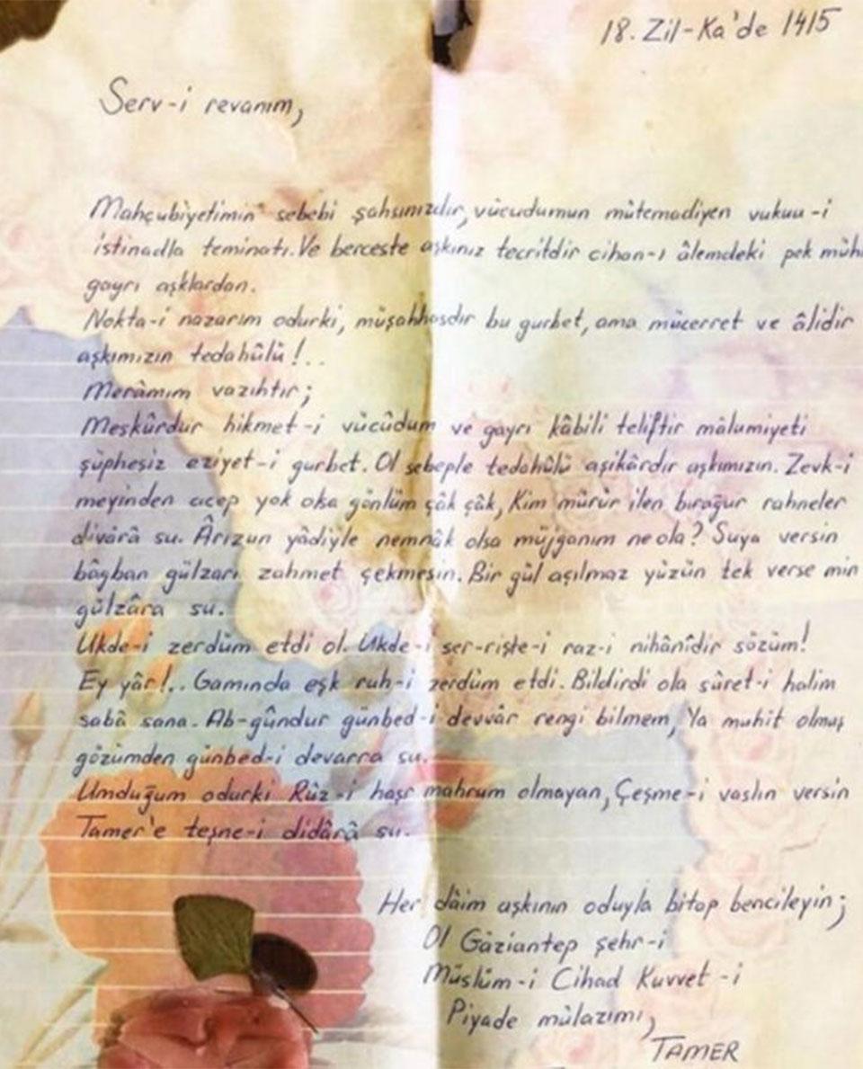 tamer karadağlı'dan arzu balkan'a osmanlı asker mektubu